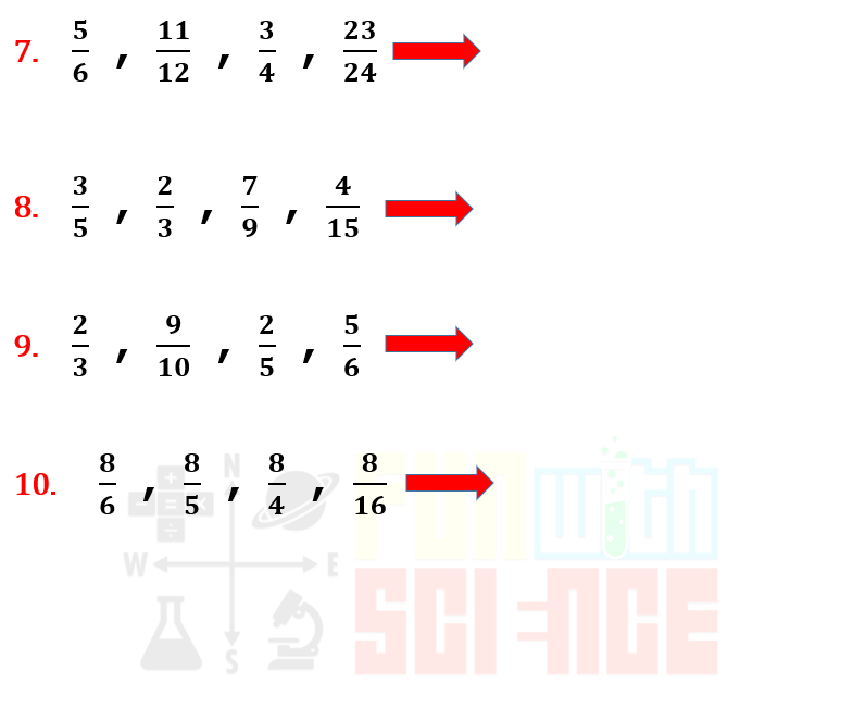 Ascending Order Of Fractions Fun With Science